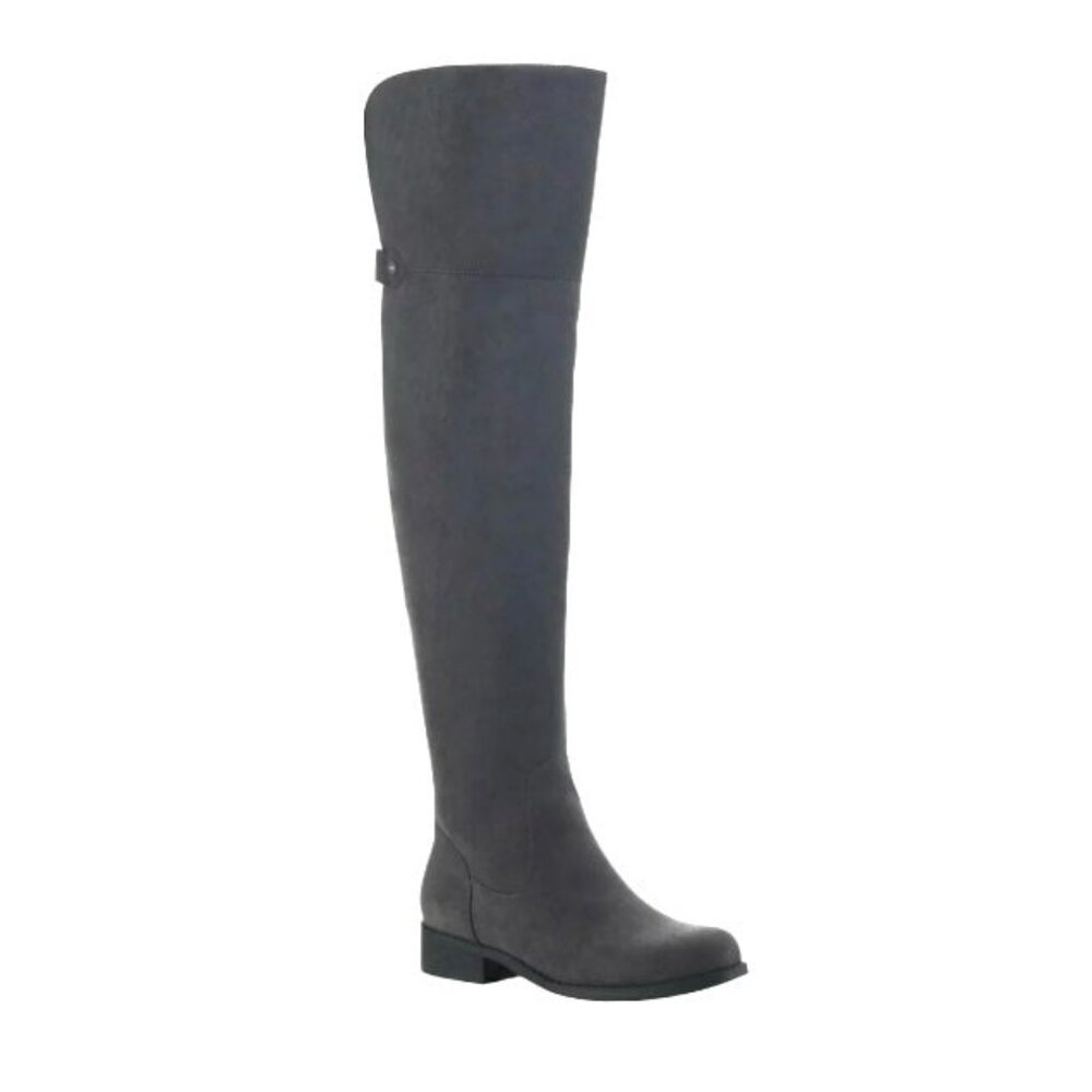 Sun Stone ALLICCE Women's Low Heel Over Knee Boots Dark Gray